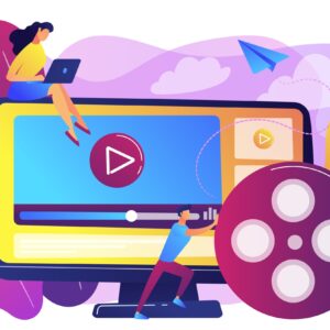 Graphic of Video editing tools promoting video work.