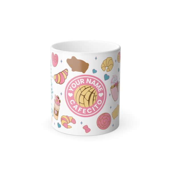 Personalized Color Morphing Mug - Cafecito y Chisme Design with Sweet Treats - Image 2