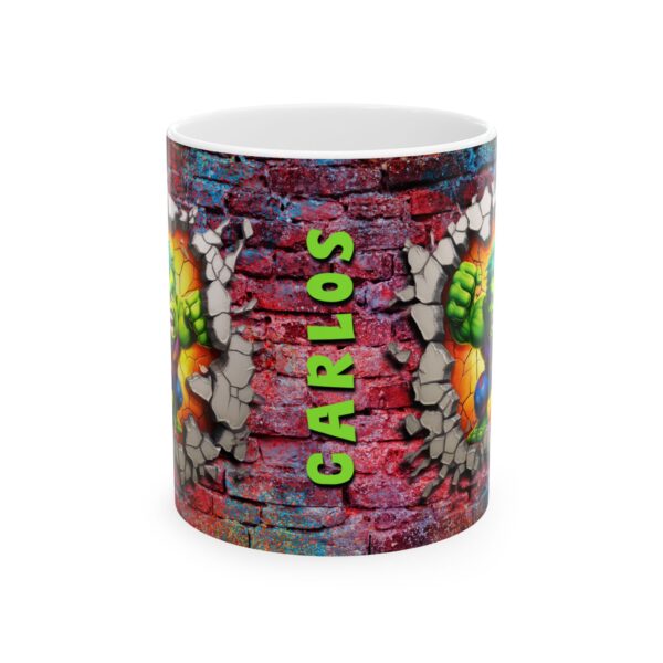 Personalized Green Heroe 11oz Ceramic Mug - Vibrant Graffiti Design - Image 2