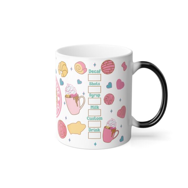 Personalized Color Morphing Mug - Cafecito y Chisme Design with Sweet Treats - Image 5