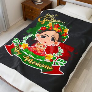 blanket with a Frida Kahlo image