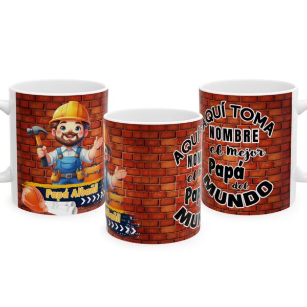 Personalized 'Aqui Toma' Mug for Dad | Taza Personalizada Para Papá Albañil