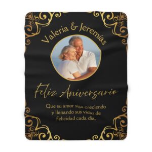 Personalized Anniversary Sherpa Fleece Blanket, Cozy Gift for Couples, Wedding Anniversary Decor, Custom Home Accessory, Love Celebration