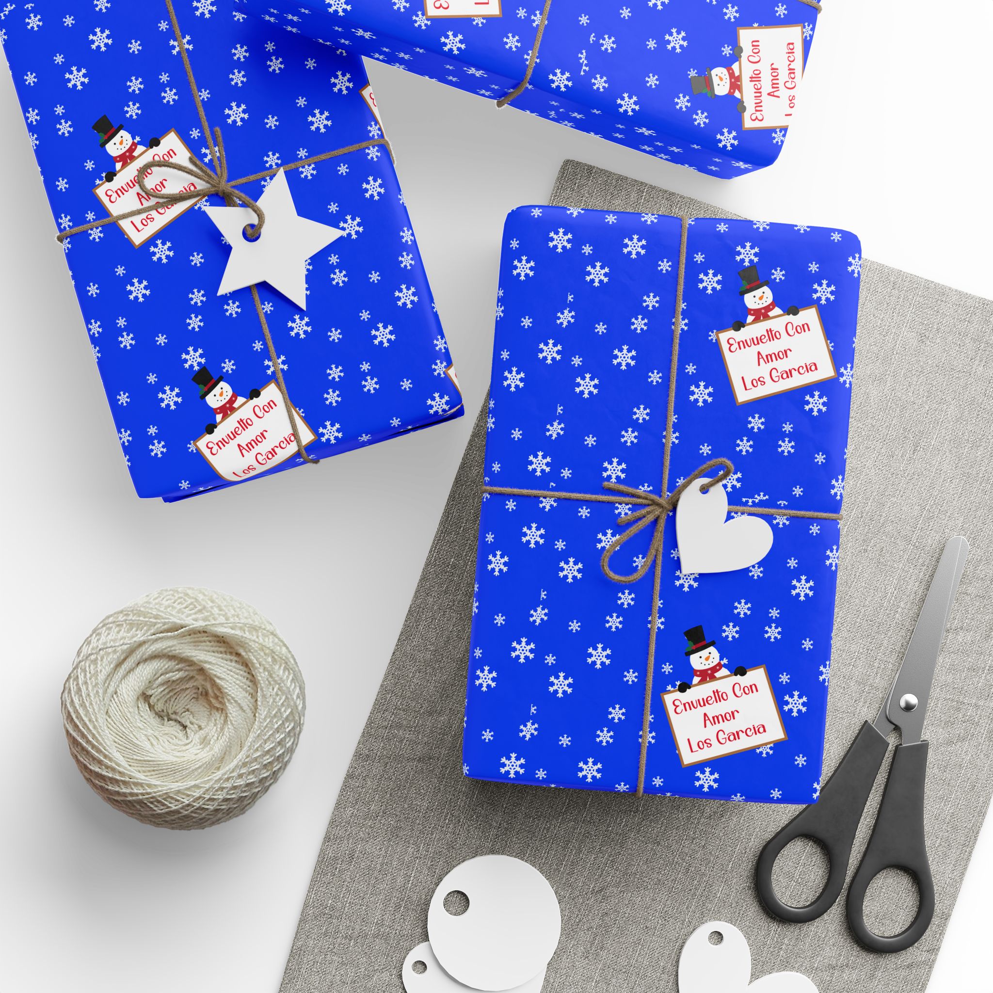 Personalized  Gift Wrapping Paper 'Winter Wonderland' - Snowflake Design for Holidays
