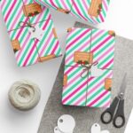 Festive Wrapping Paper Roll - Colorful Holiday Gift Wrap with Candy Canes and Stripes