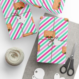 Festive Wrapping Paper Roll - Colorful Holiday Gift Wrap with Candy Canes and Stripes