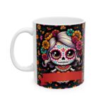 Personalized Vibrant Day of the Dead Ceramic Mug - Colorful Sugar Skull Design (11oz & 15oz)