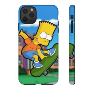 Bart Simpson Skateboard Phone Case, Fun Cartoon Case, Gift for Teen, Durable Phone Cover, Skate Culture Series