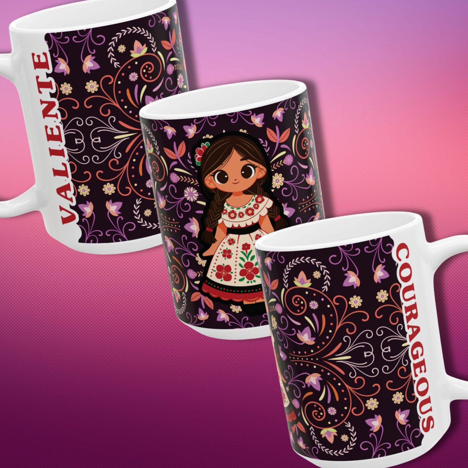 Valiente Boutique Mug | Courageous Folk Art Taza – 15oz - Image 2