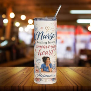 Nurse Stainless Steel Tumbler – 'Healing Hands, Unwavering Heart' 20oz